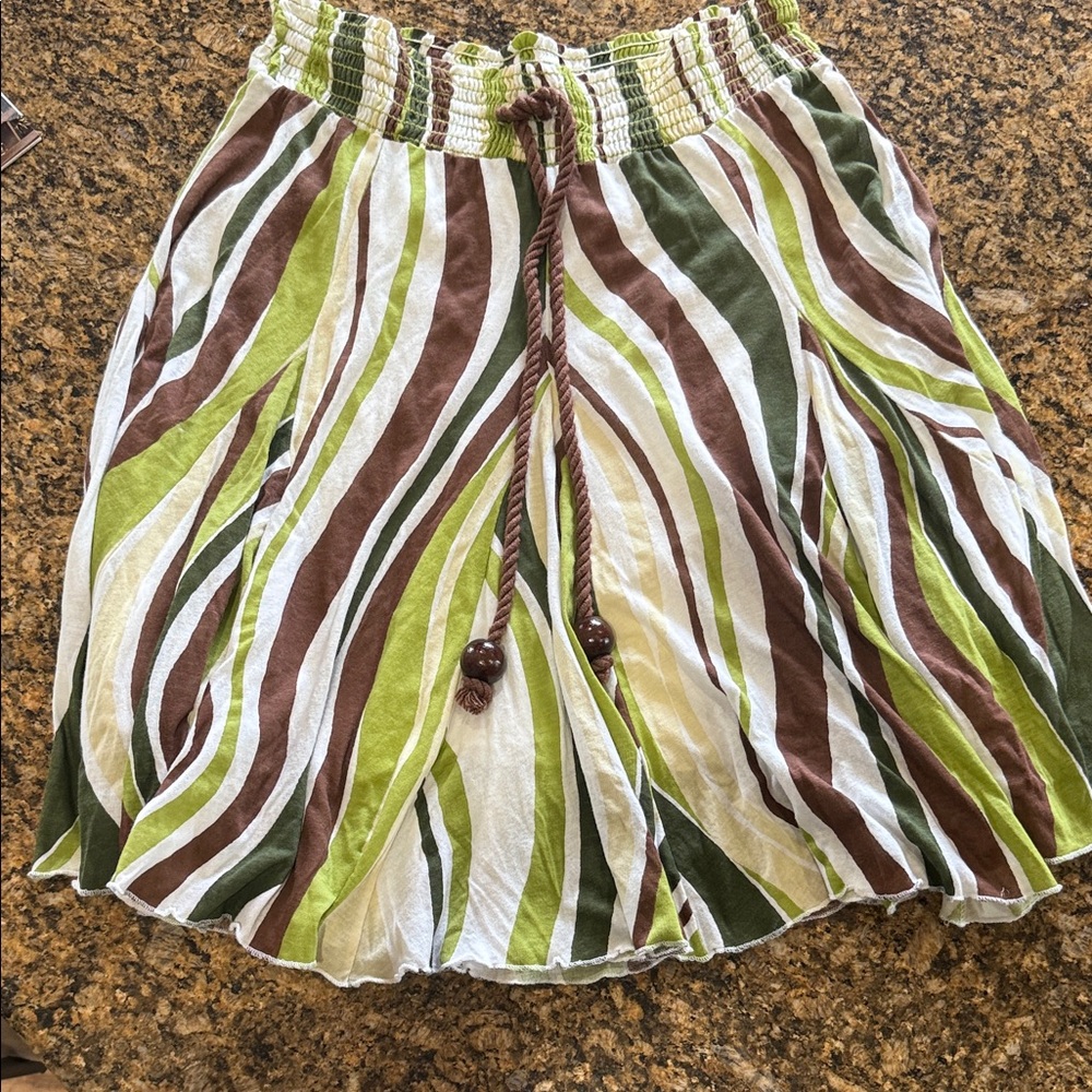Ella Moss Olive and Chocolate Striped Midi Skirt